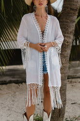 MOANA White Tassel Kimono